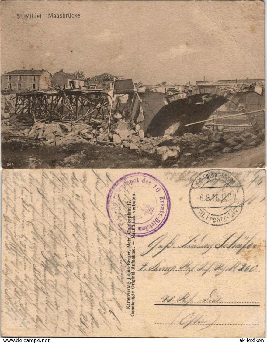 CPA Saint-Mihiel Feldpostkarte 1. WK  Maas-Brücke 1916  (dt. Feldpoststempel) - Autres & Non Classés