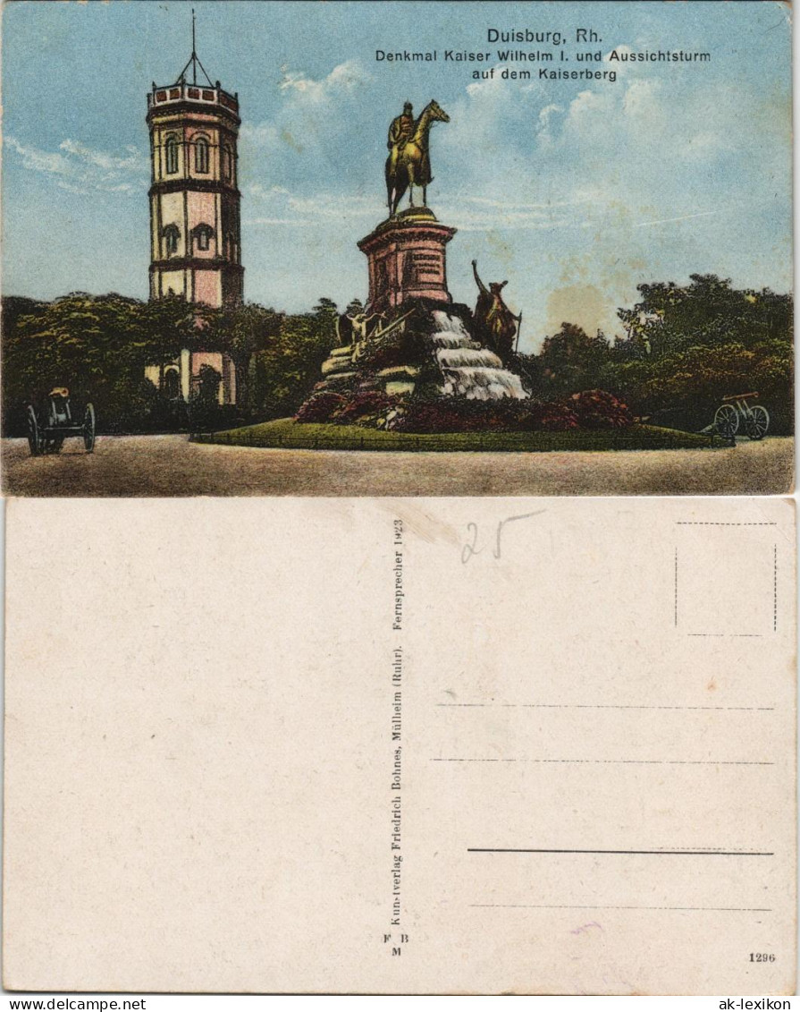 Duissern-Duisburg Denkmal Kaiser Wilhelm I. Und Aussichtsturm Kaiserberg 1910 - Duisburg