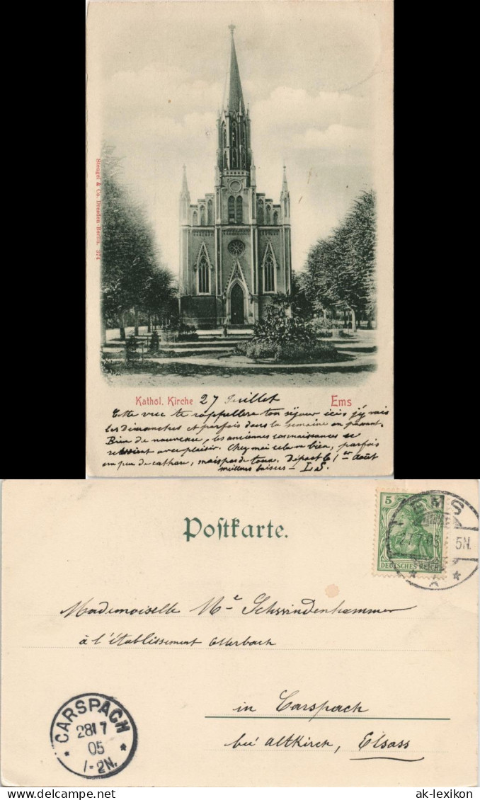 Ansichtskarte Bad Ems Katholische Kirche 1905 - Bad Ems