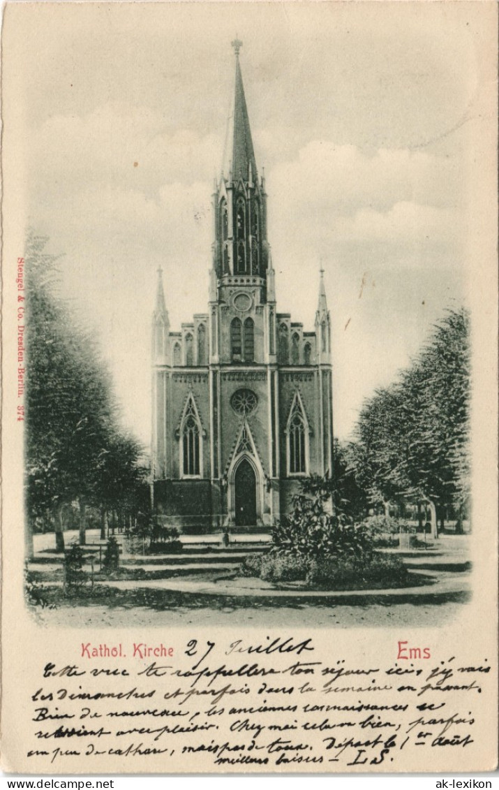 Ansichtskarte Bad Ems Katholische Kirche 1905 - Bad Ems