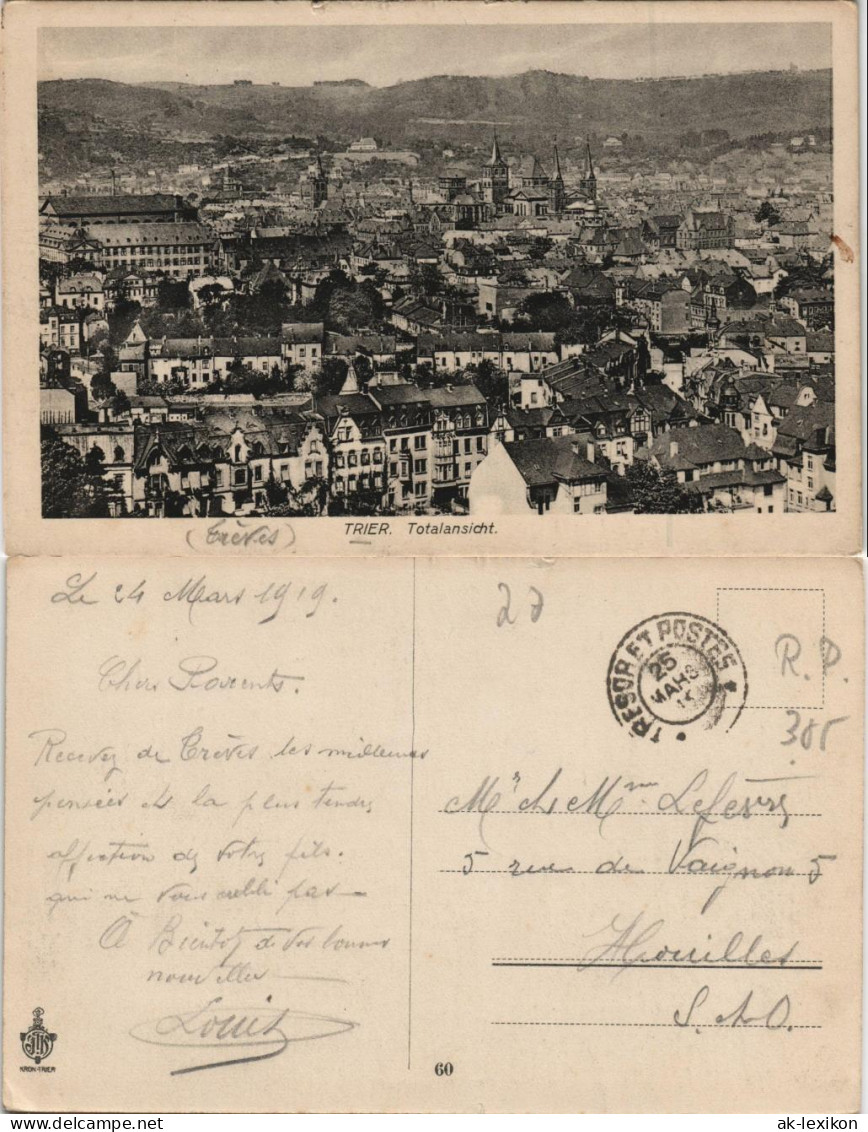 Ansichtskarte Trier Panorama-Ansicht Totalansicht 1919 - Trier