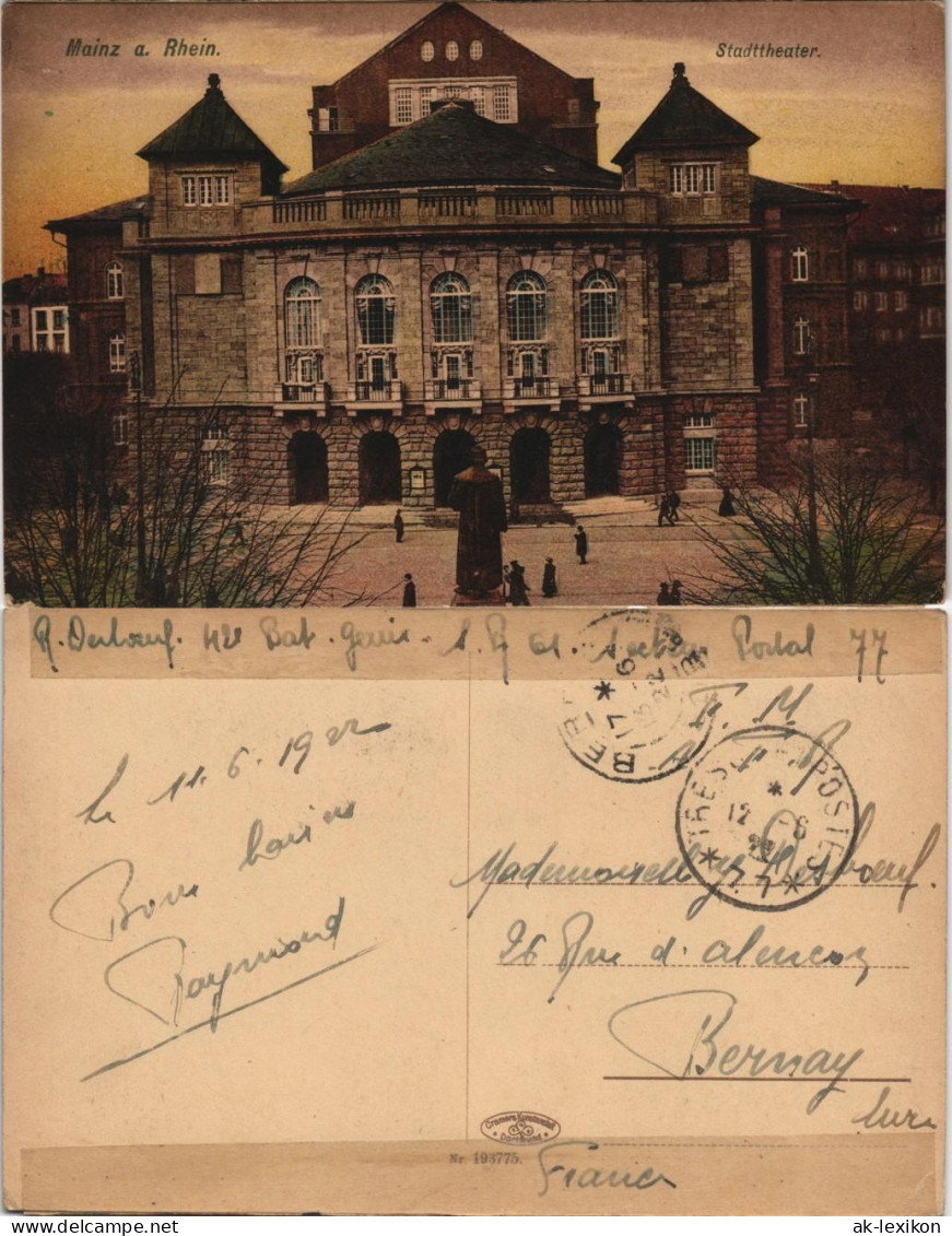 Ansichtskarte Mainz Stadttheater Theater 1922 - Mainz