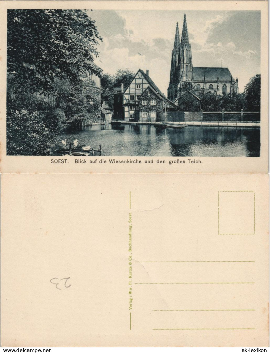 Ansichtskarte Soest Blick Auf Die Wiesenkirche Und Den Großen Teich 1910 - Soest