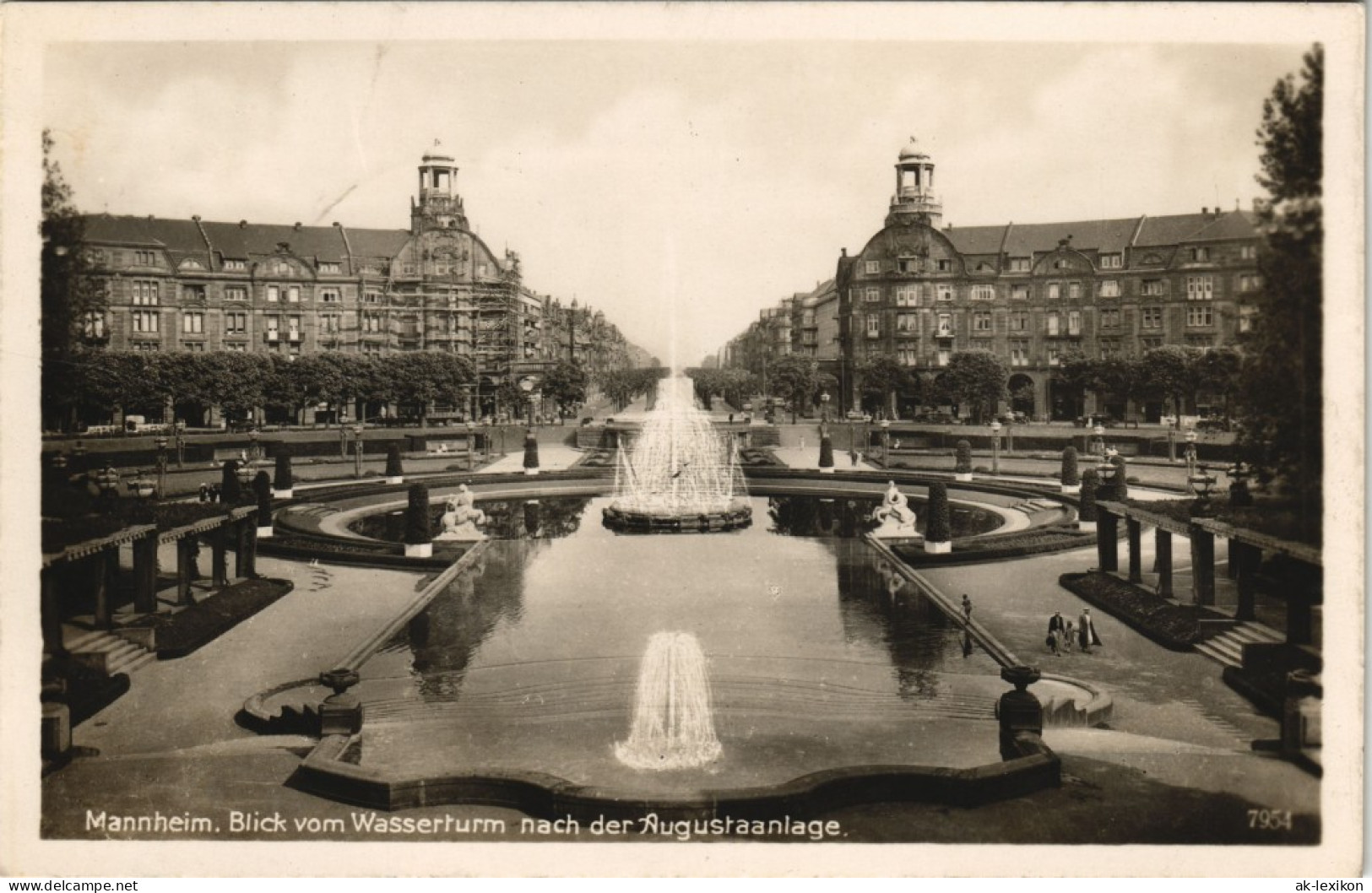 Ansichtskarte Mannheim Wasserturm Nach Der Augustusanlage 1944 - Mannheim