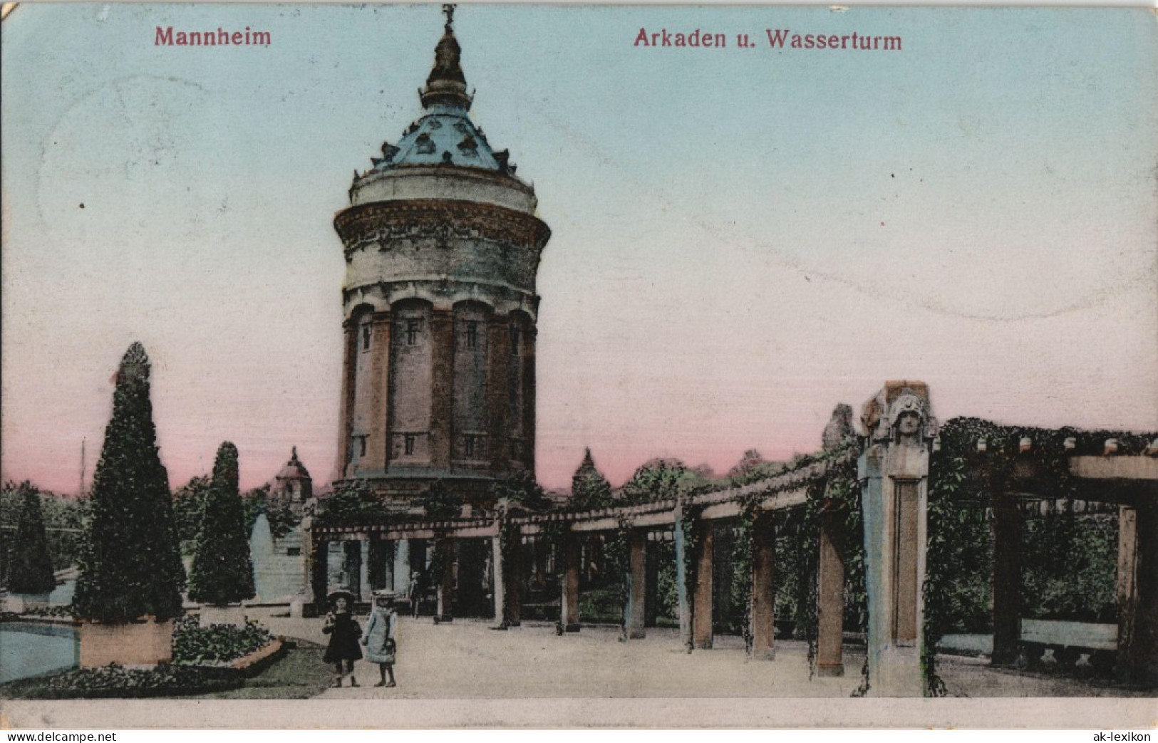 Ansichtskarte Mannheim Wasserturm - Kinder 1906 - Mannheim