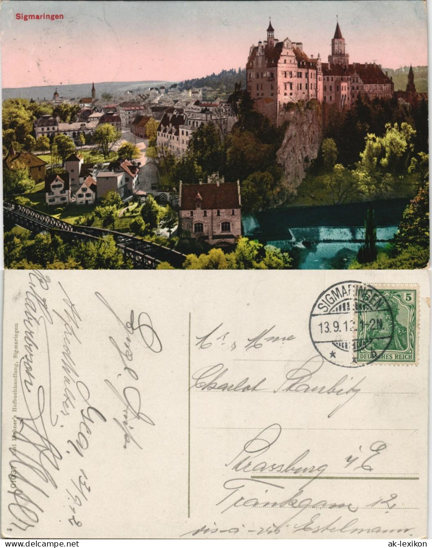 Ansichtskarte Sigmaringen Stadt Bahnstrecke 1912 - Sigmaringen