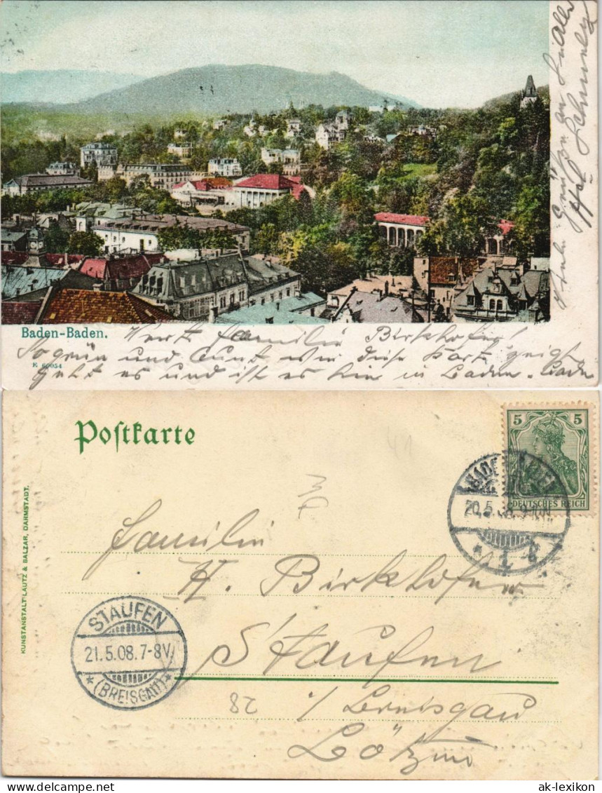Ansichtskarte Baden-Baden Stadtpartie 1908 - Baden-Baden