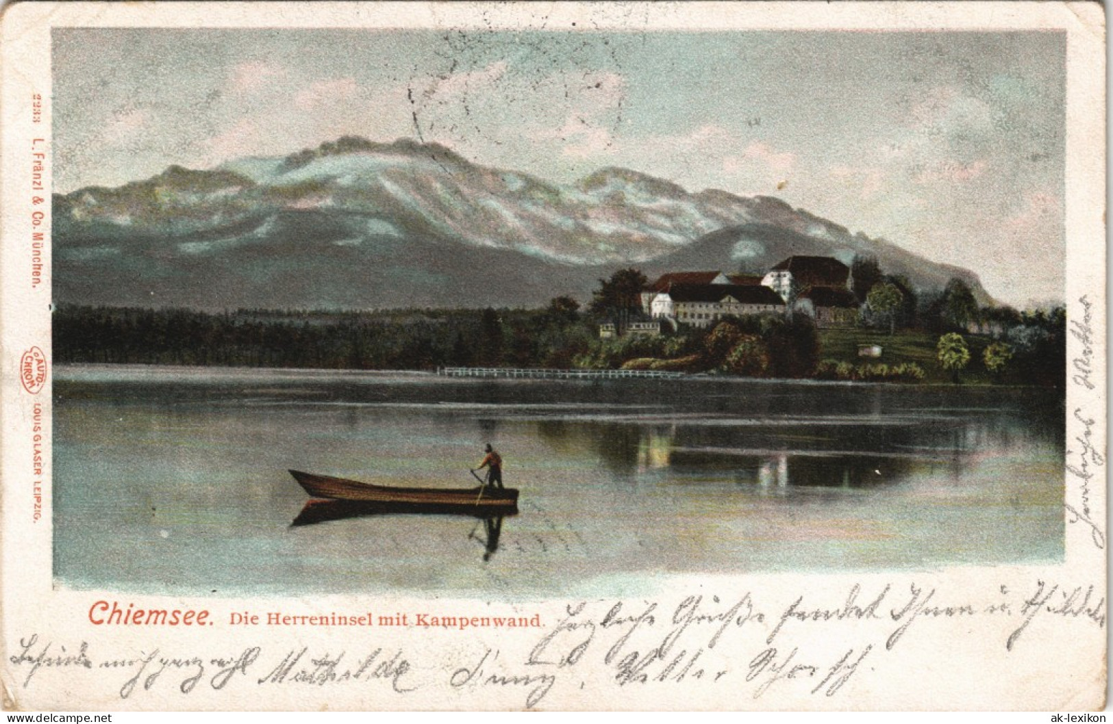 Ansichtskarte Chiemsee Herreninsel, Boot 1903 - Chiemgauer Alpen