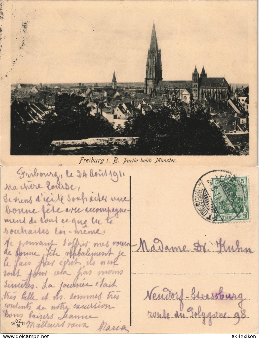 Ansichtskarte Freiburg Im Breisgau Blick über Die Dächer Zum Münster 1911 - Freiburg I. Br.