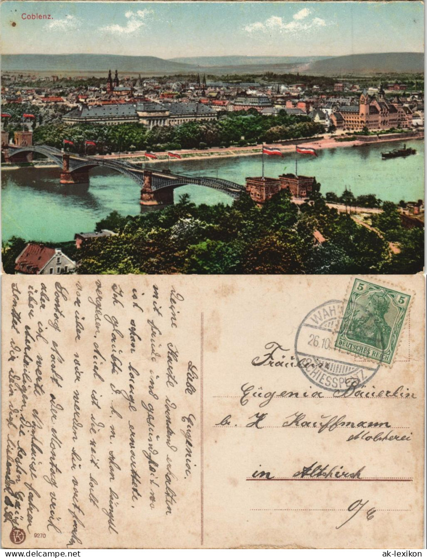 Ansichtskarte Koblenz Stadt Und Brücke 1911 - Koblenz