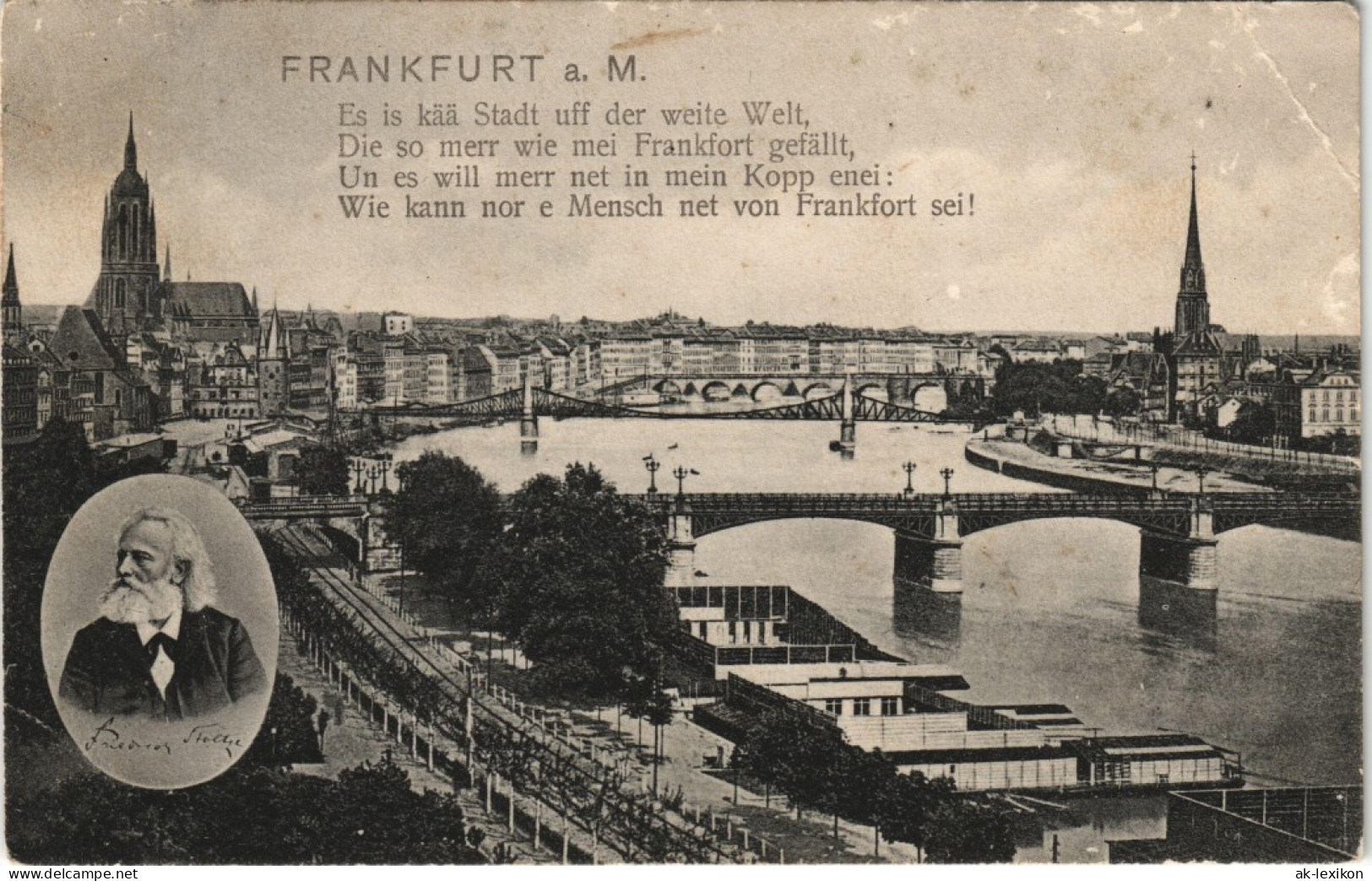 Ansichtskarte Frankfurt Am Main Stadt - Spruch, 2 Bild Karte 1908 - Frankfurt A. Main