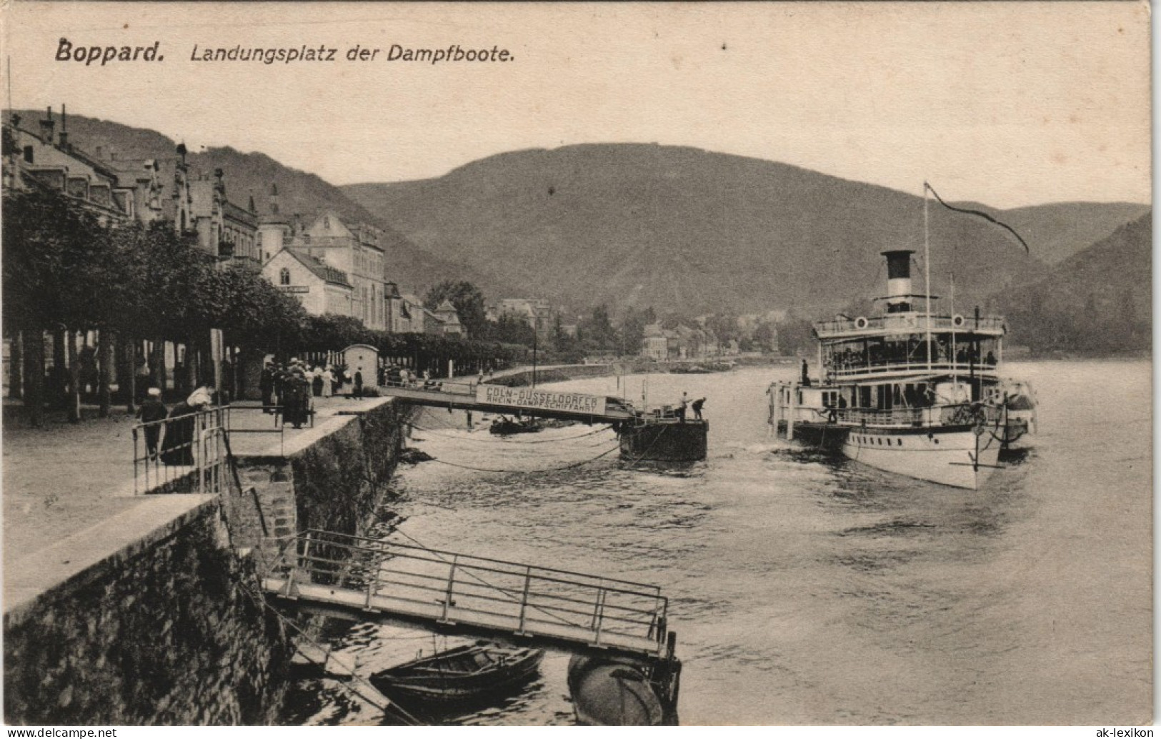 Ansichtskarte Boppard Straße, Anlegestelle Rheindampfer 1919 - Boppard