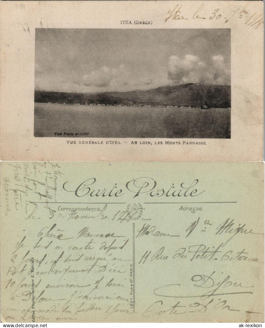 Postcard Itea Ιτέα ITÉA (GRÈCE) AU LOIN, LES MONTS PARNASSE 1918 - Grèce