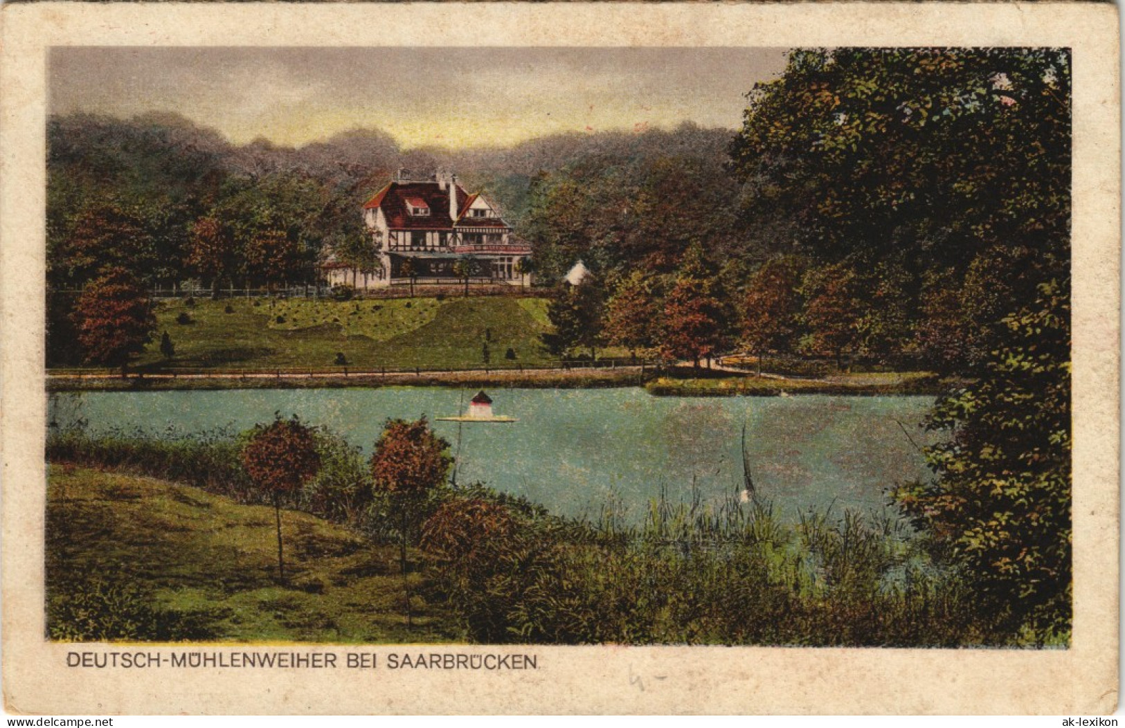 Ansichtskarte Saarbrücken Deutsch-Mühlenweiher 1923 - Saarbrücken