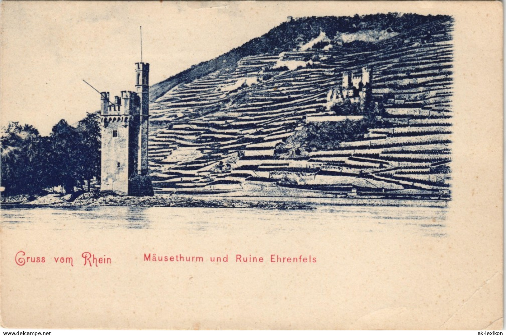 Bingen Am Rhein Mäusethurm Und Ruine Ehrenfels Binger Mäuseturm 1900 - Bingen