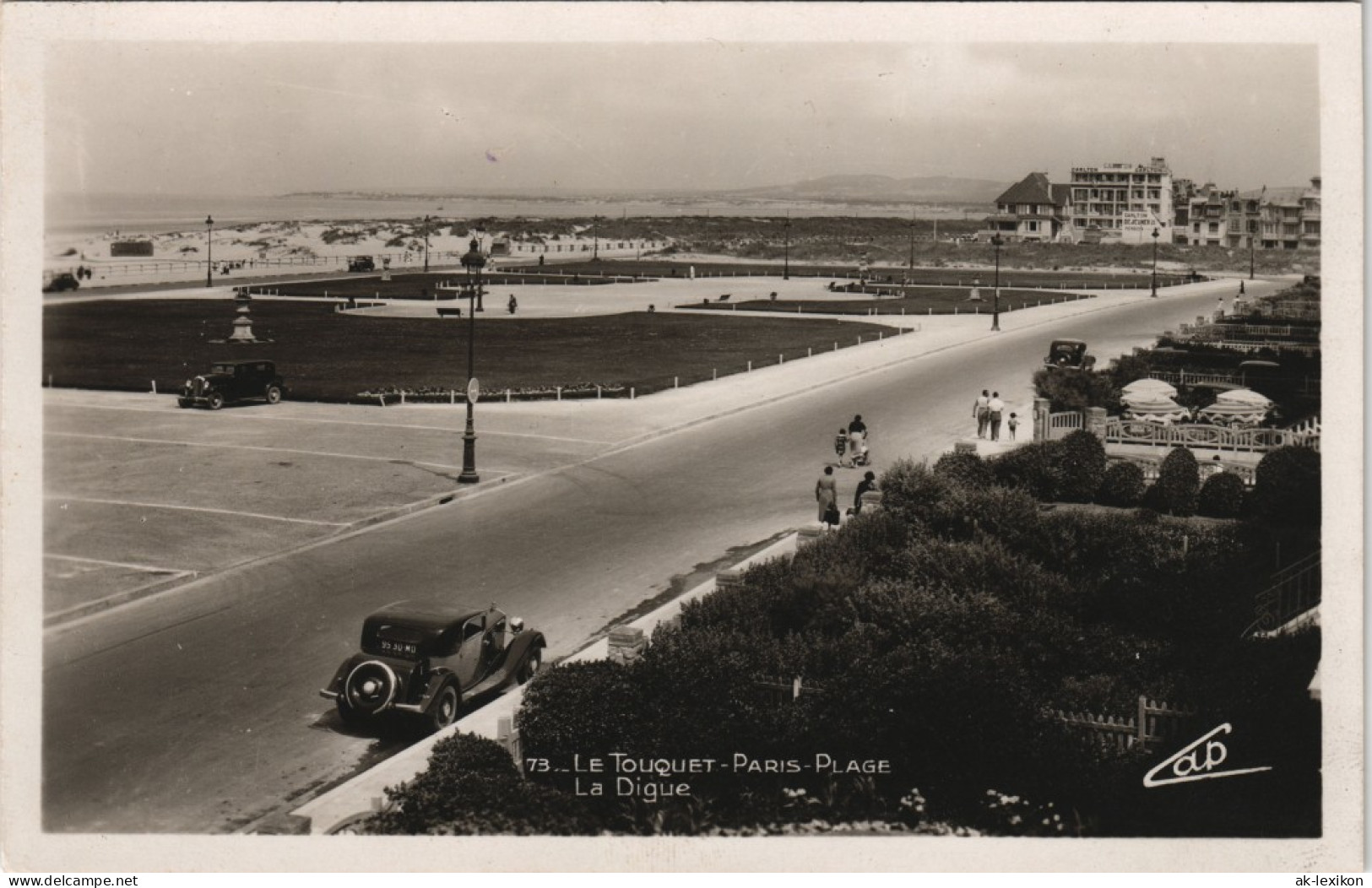 CPA Le Touquet-Paris-Plage La Digue, Straße - Auto 1930 - Le Touquet