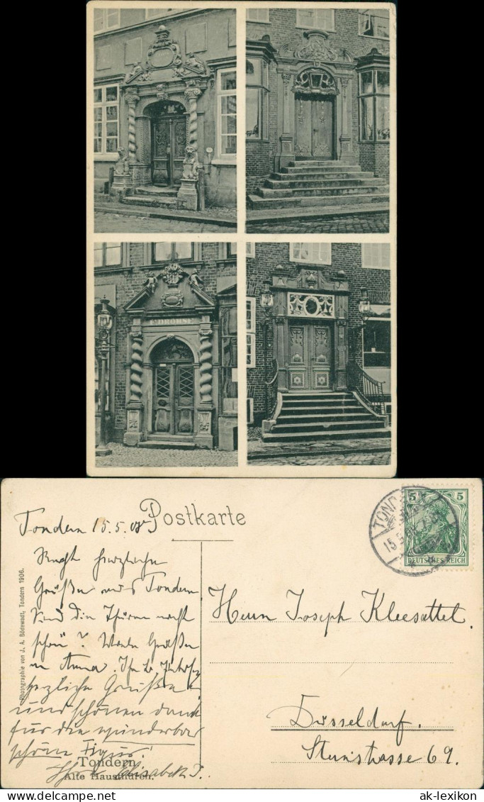 Postcard Tondern Tønder (Tynne &#47; Tuner) 4 Bild: Alte Haustüren 1909 - Dänemark