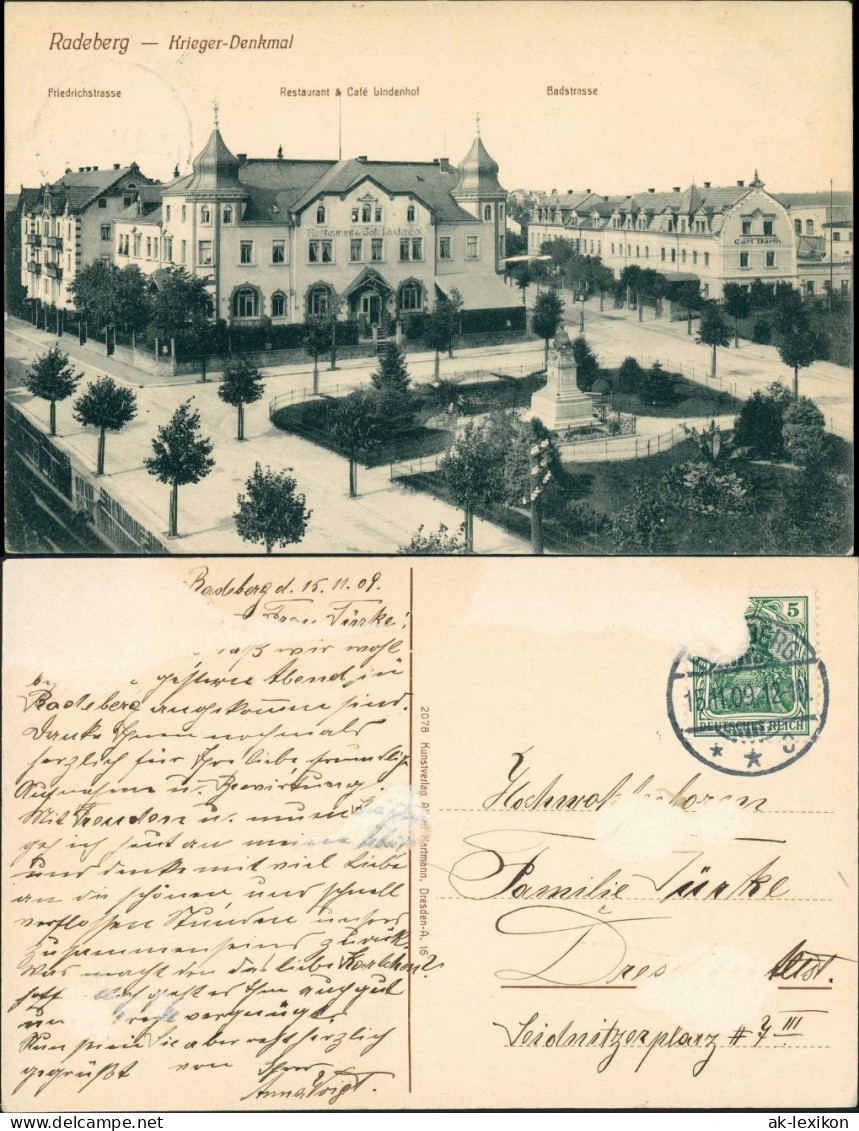 Radeberg Friedrichstraße, Restaurant Lindenhof, Badstrasse, Kriegerdenkmal 1917 - Radeberg