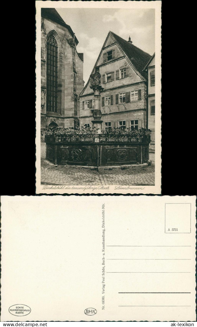 Ansichtskarte Dinkelsbühl Löwenbrunnen 1934 - Dinkelsbühl