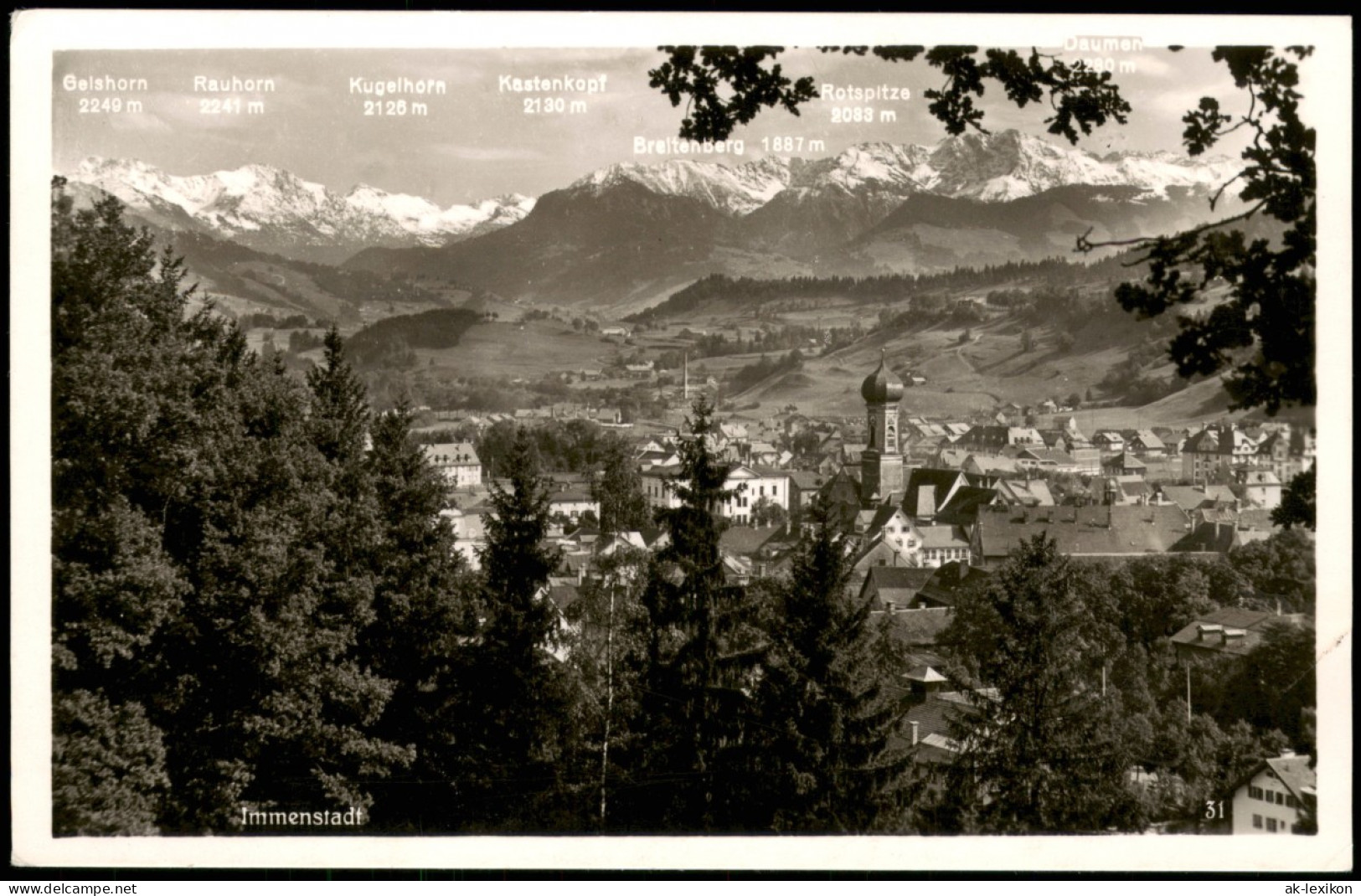 Immenstadt (Allgäu) Panorama-Ansicht Mit Namen Der Alpen-Berge 1950 - Immenstadt
