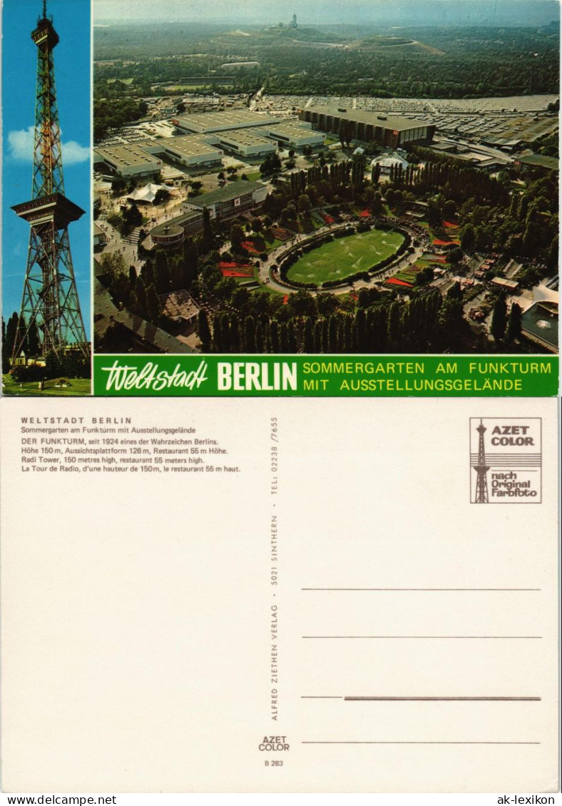Charlottenburg-Berlin Funkturm Luftbild Sommergarten Ausstellungsgelände 1980 - Charlottenburg