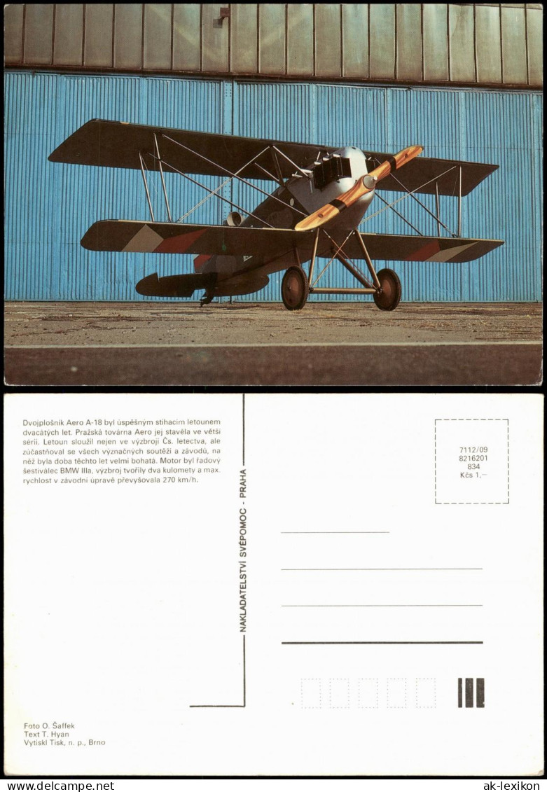 Ansichtskarte  Dvojplošnik Aero A-18 Historisches Flugzeug Flugwesen 1990 - 1946-....: Modern Era