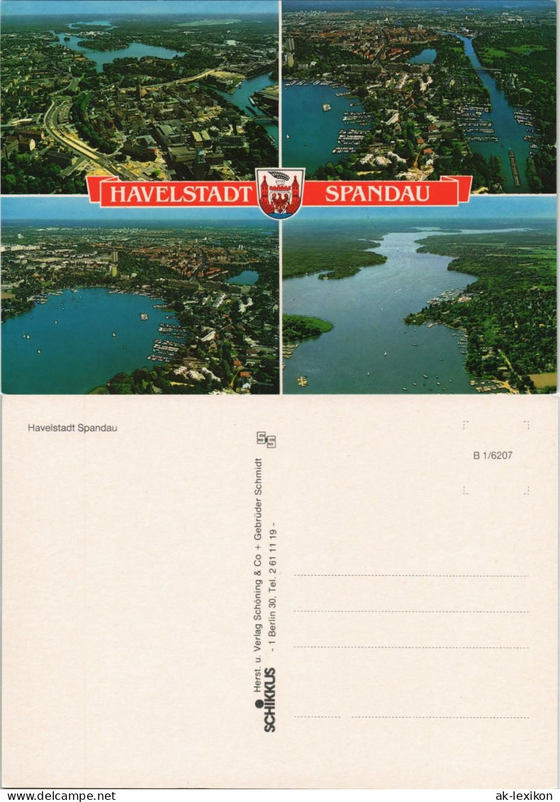 Spandau-Berlin Mehrbild-AK Havel Mit 4 Luftaufnahmen, Luftbilder 1980 - Spandau