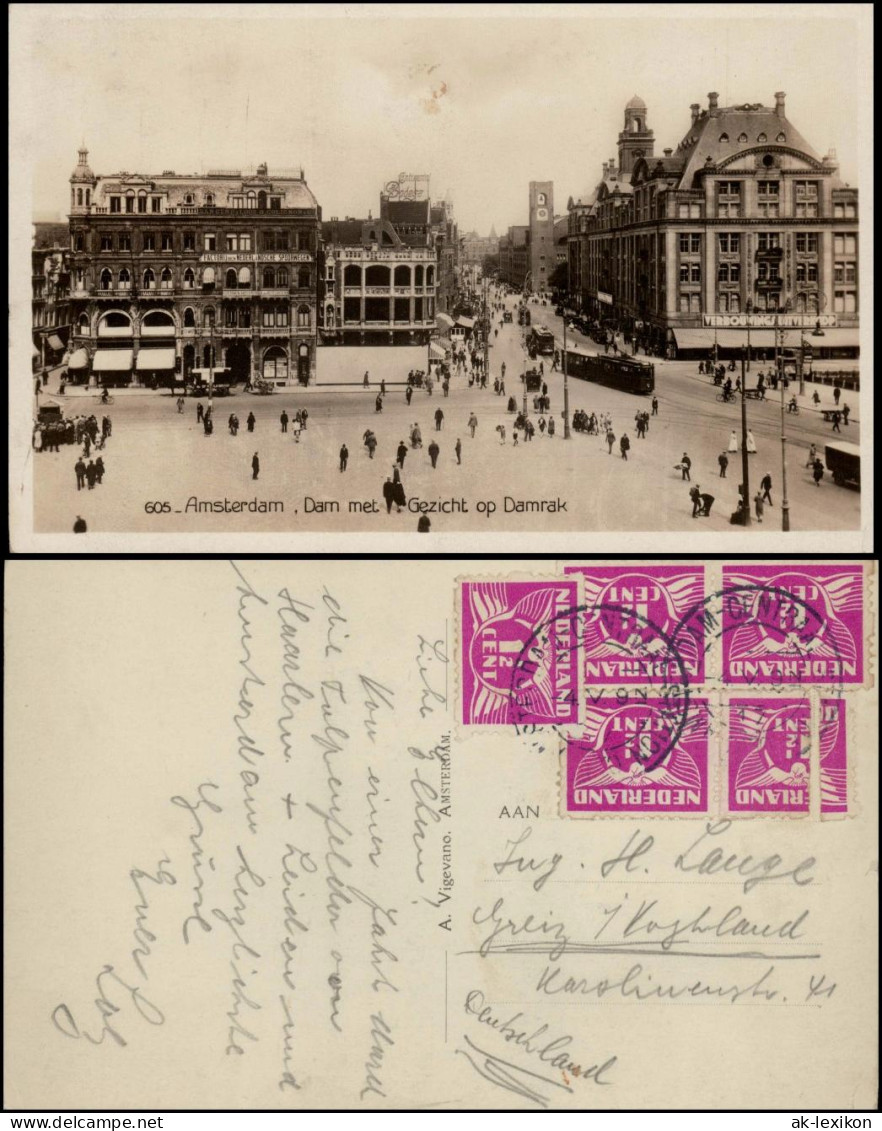 Postkaart Amsterdam Amsterdam Dam Met Gezicht Op Damrak 1929 - Amsterdam