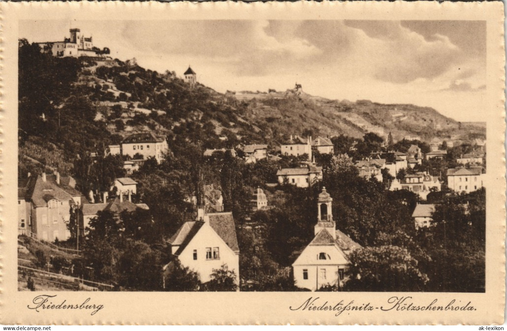 Ansichtskarte Niederlößnitz-Radebeul Berggaststätte Friedensburg Stadt 1928 - Radebeul