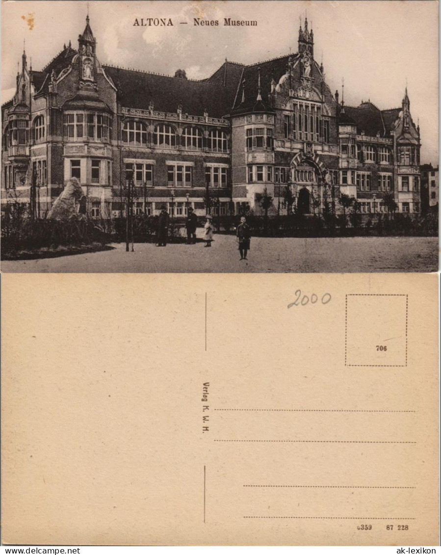 Altona-Hamburg Strassen Partie Am Neuen Museum Gebäude-Ansicht 1910 - Altona
