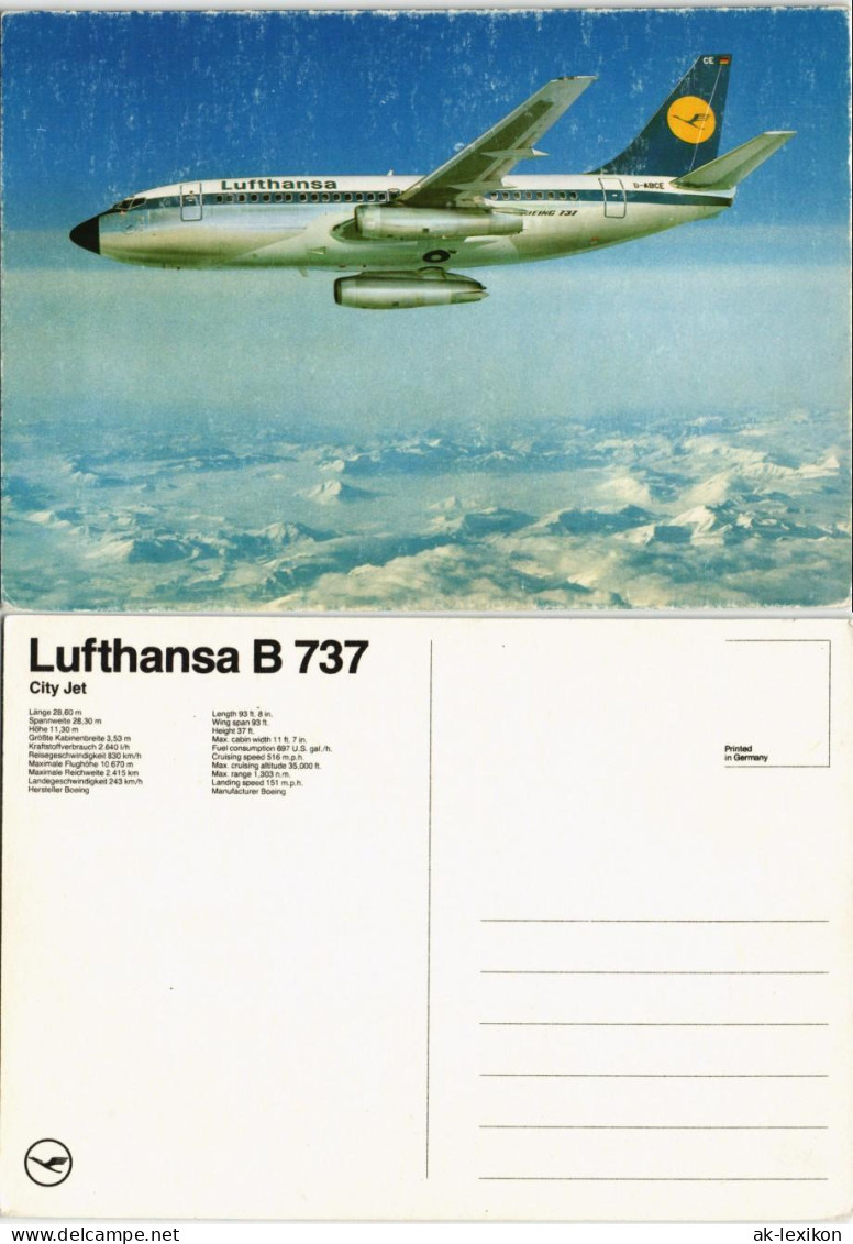 Ansichtskarte  Lufthansa Boeing Lufthansa B 737 Flugwesen - Flugzeuge 1978 - 1946-....: Modern Era