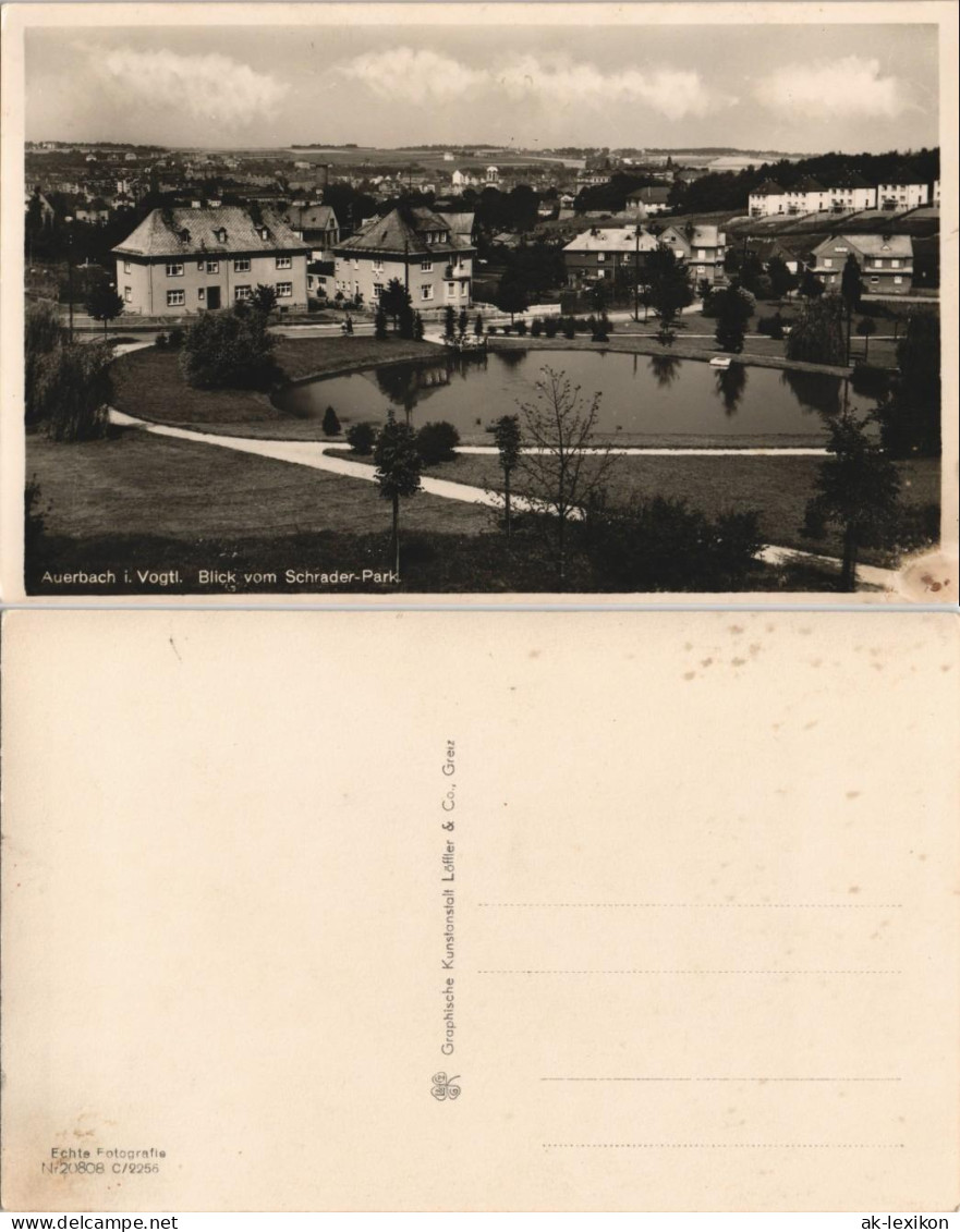 Ansichtskarte Auerbach (Vogtland) Blick Vom Schrader-Park 1931 - Auerbach (Vogtland)