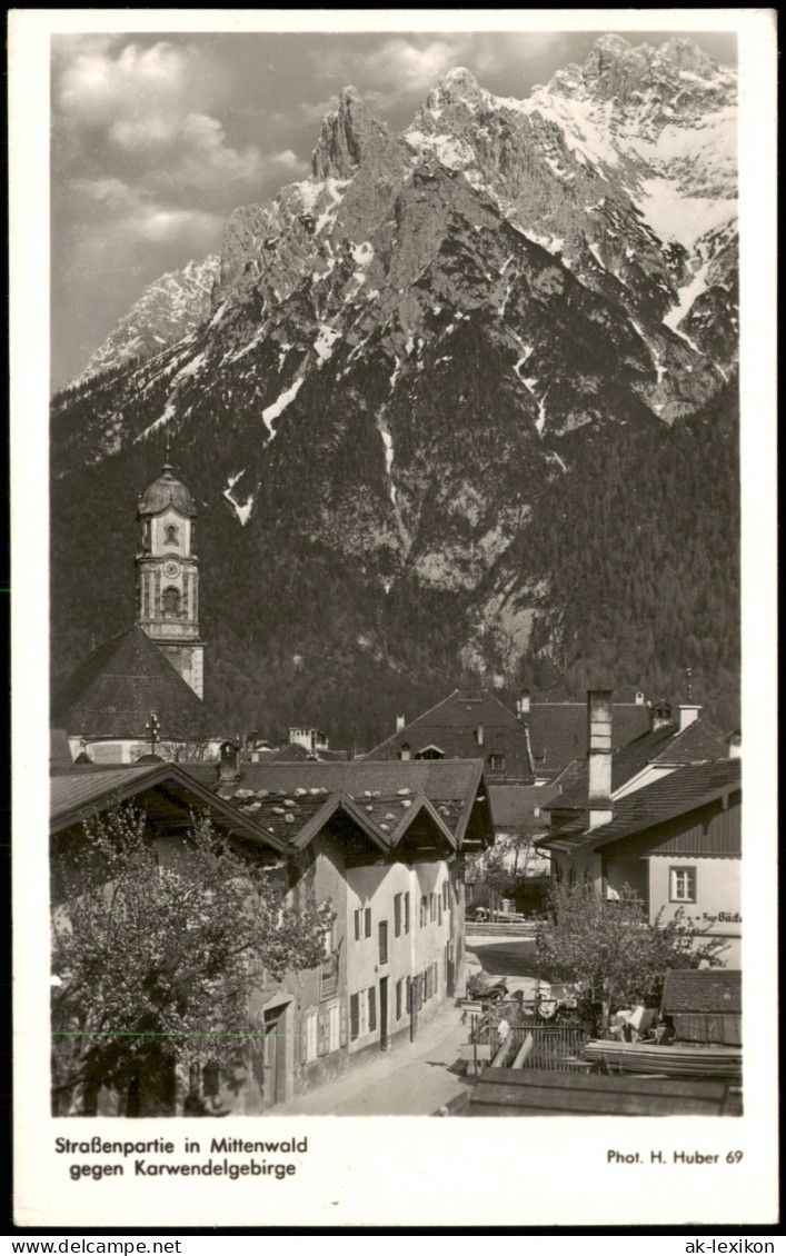 Ansichtskarte Mittenwald Straßenpartie 1952 - Mittenwald