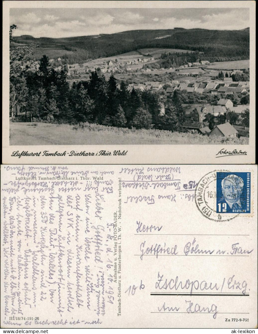 Tambach-Dietharz Panorama-Ansicht Mit Thüringer Wald Blick 1951 - Tambach-Dietharz