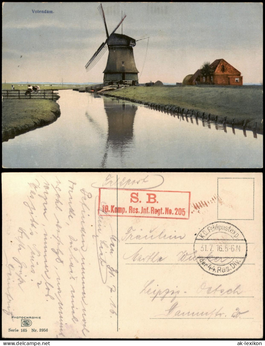 Postkaart Volendam-Edam-Volendam Windmühle 1916 - Volendam