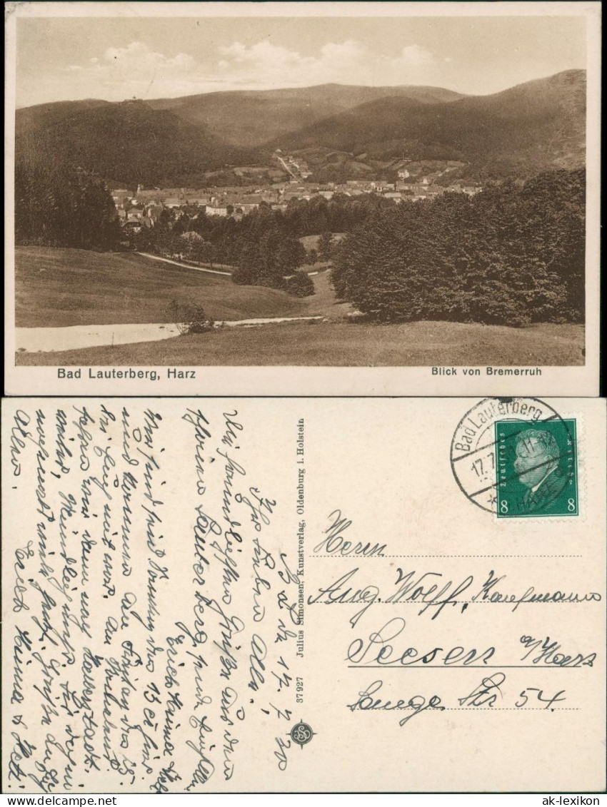Ansichtskarte Bad Lauterberg Im Harz Blick Von Bremerruh 1932 - Bad Lauterberg
