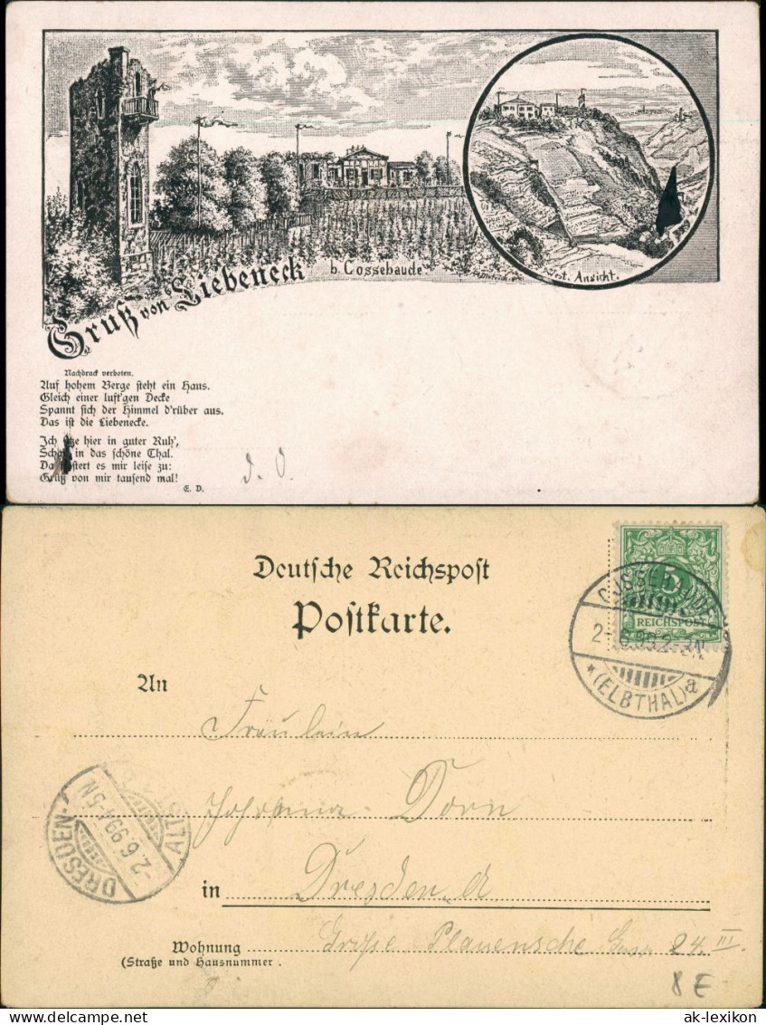 Ansichtskarte Cossebaude-Dresden 2 Bild Liebeneck 1899 - Dresden