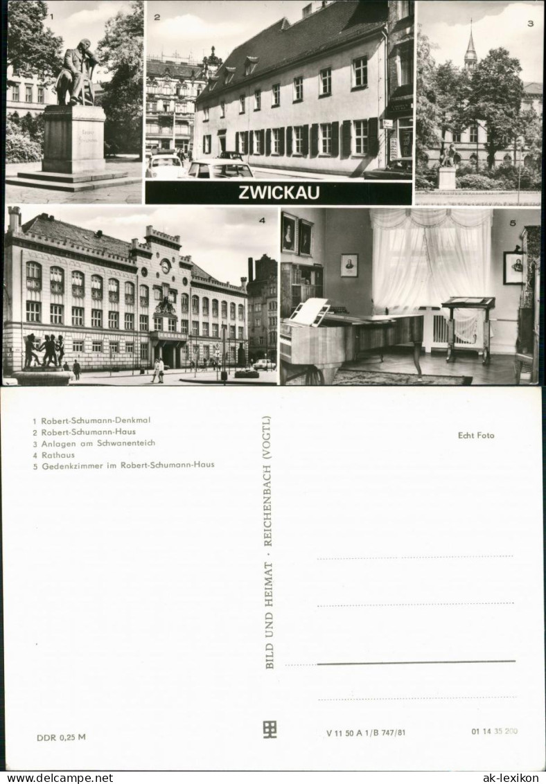 Ansichtskarte Zwickau DDR Mehrbild-AK Mit 5 Echtfoto-Ansichten 1981 - Zwickau