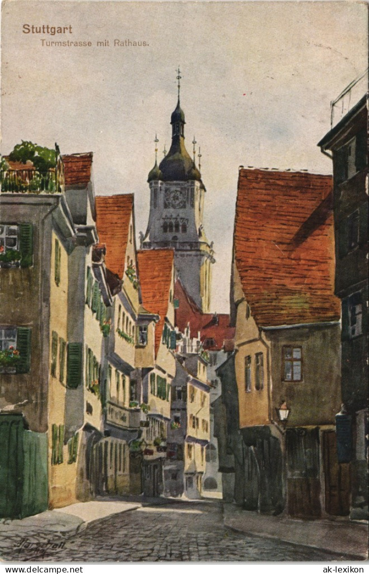 Ansichtskarte Stuttgart Turmstraße - Gel Feldpost Colmar Geprüft 1918 - Stuttgart