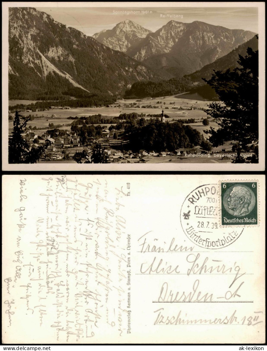 Ansichtskarte Ruhpolding Panorama-Ansicht Mit Bayerischen Alpen 1939 - Ruhpolding