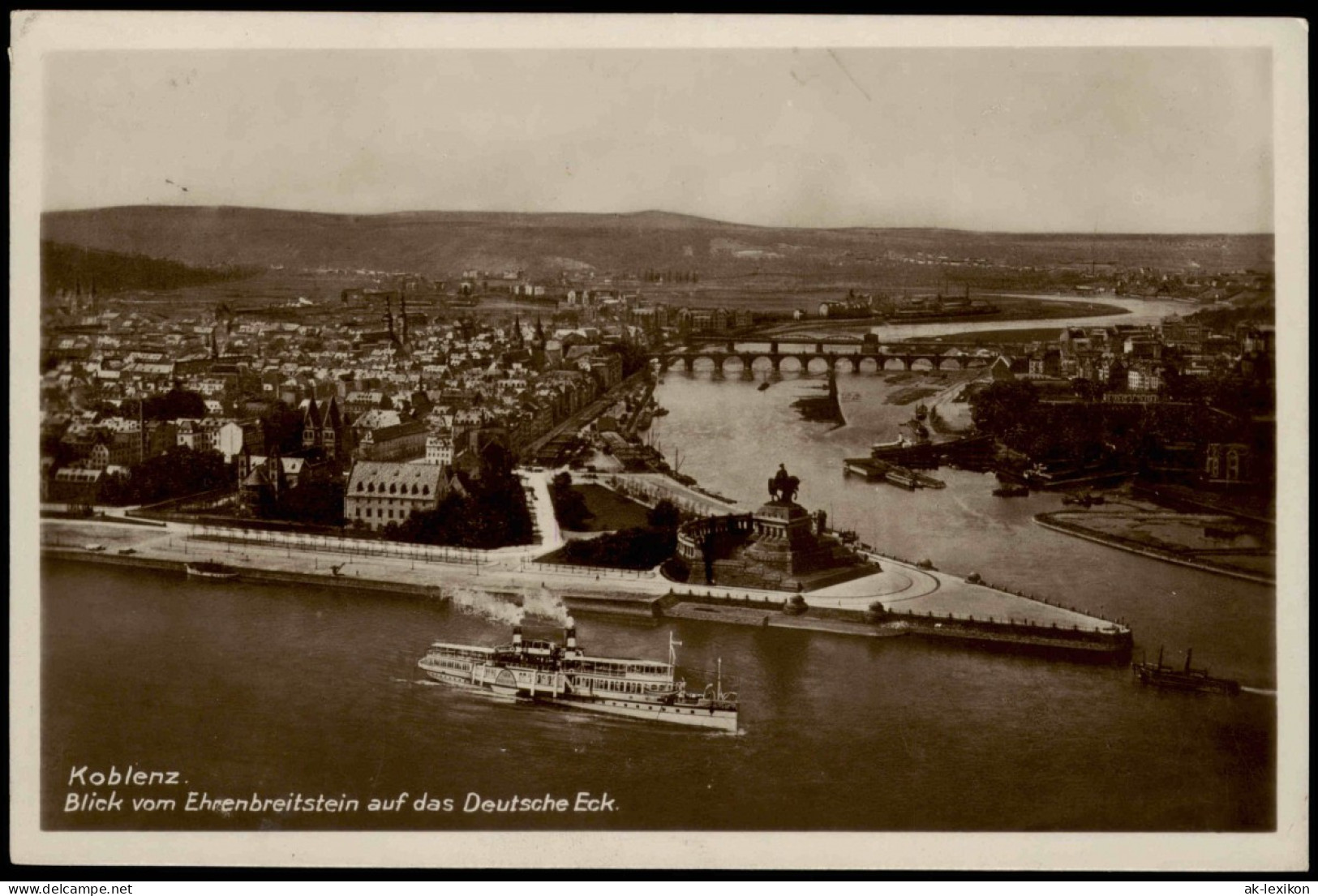 Koblenz Blick Ehrenbreitstein Auf Das Deutsche Eck Am Rhein 1928 - Koblenz