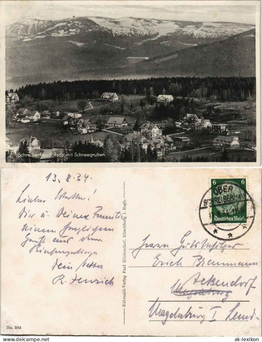 Schreiberhau Szklarska Poręba Stadt, Schneegruben Gel. Oberschreiberhau 1934 - Schlesien