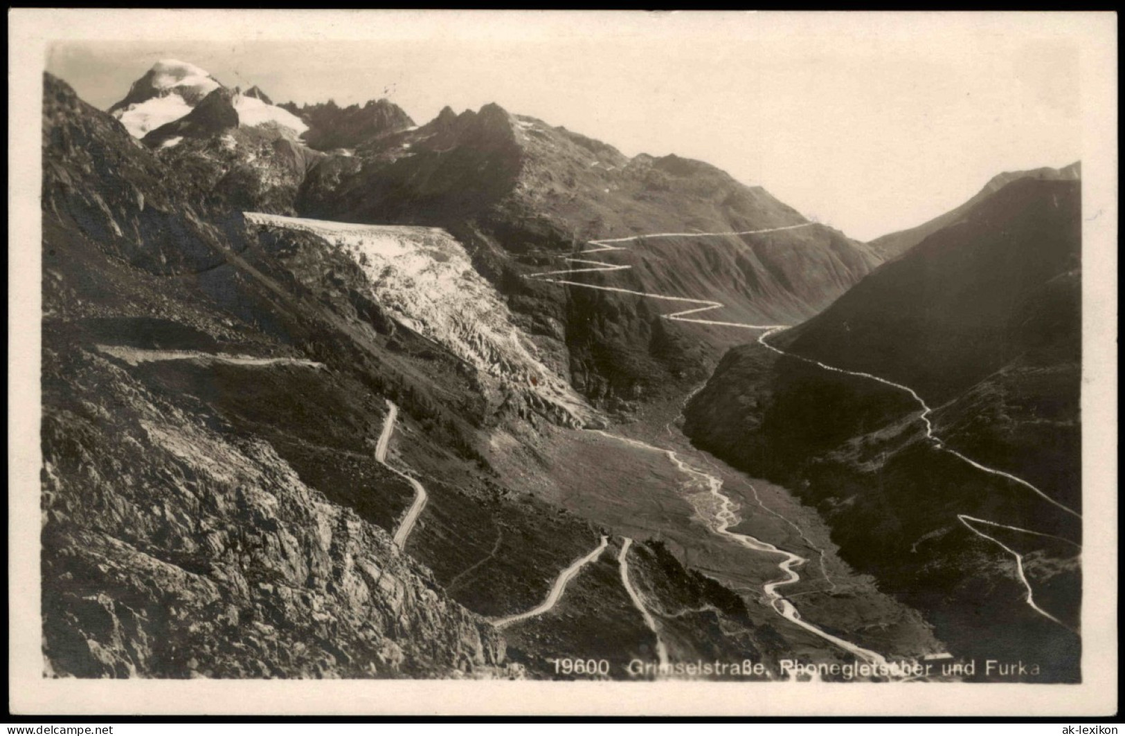 Ansichtskarte Gletsch Grimselstraße Mit Rhonegletscher Und Furka 1935 - Autres & Non Classés