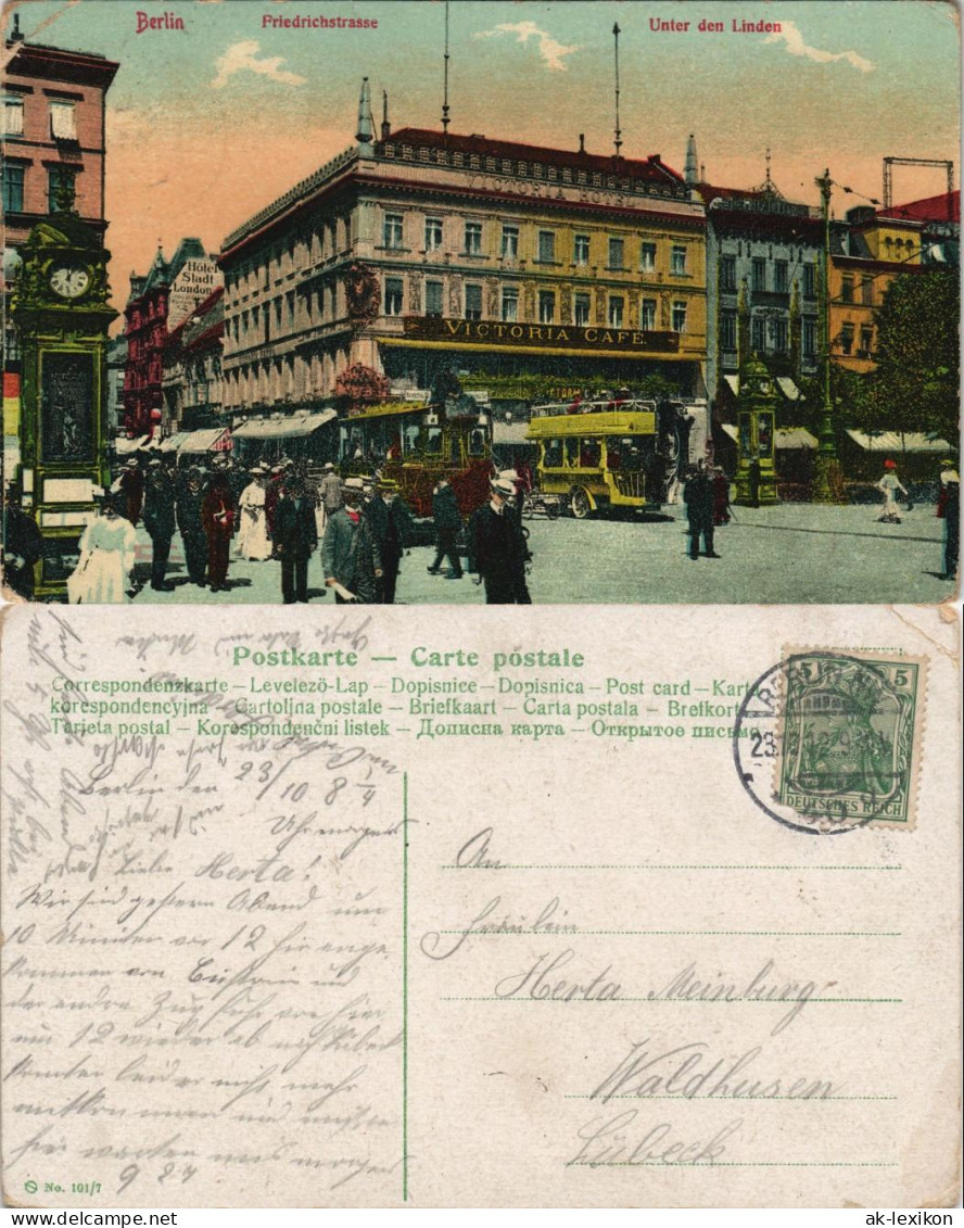 Ansichtskarte Mitte-Berlin Friedrichstraße, Bus - Victoria Cafe 1912 - Mitte