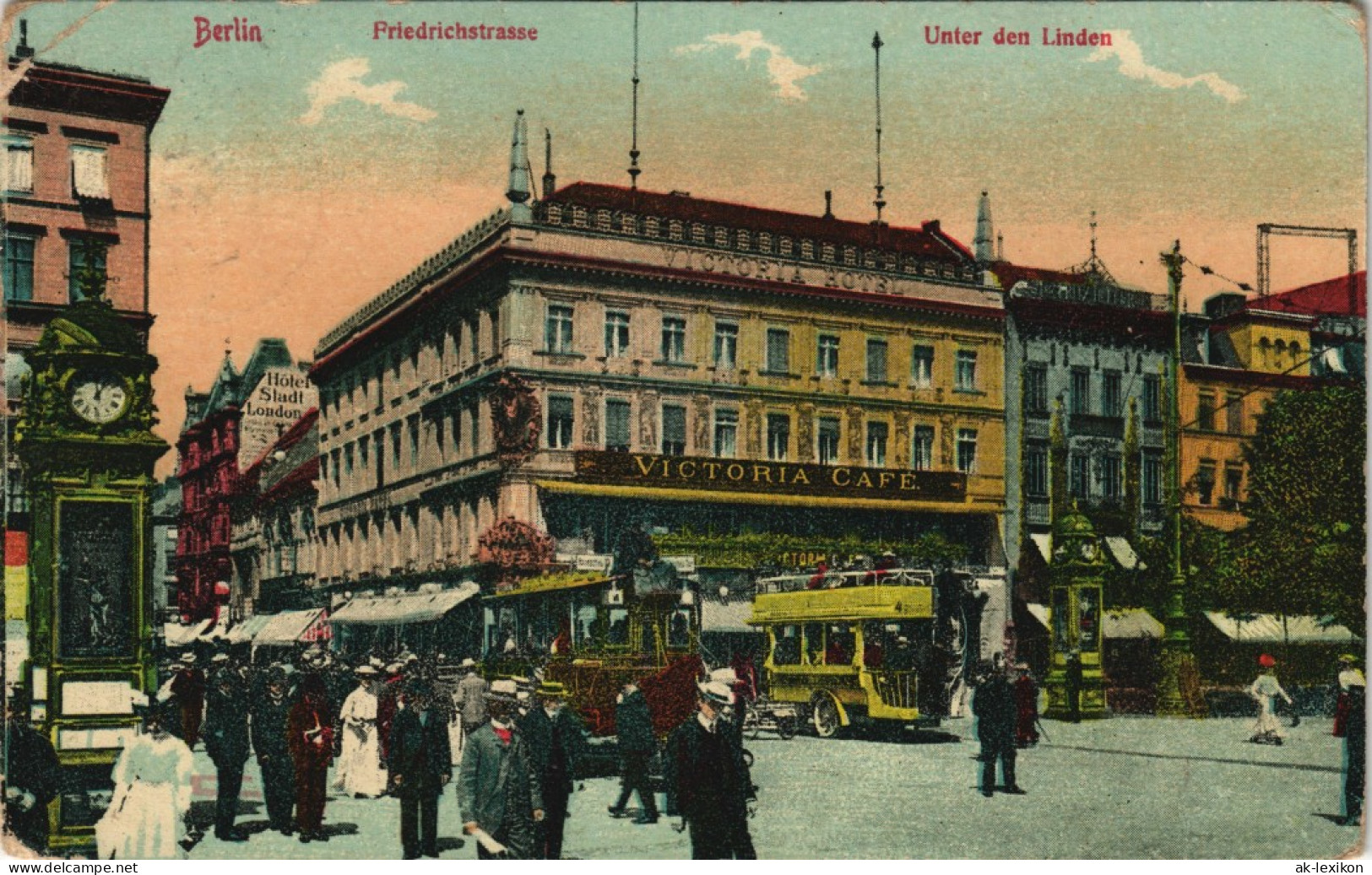 Ansichtskarte Mitte-Berlin Friedrichstraße, Bus - Victoria Cafe 1912 - Mitte