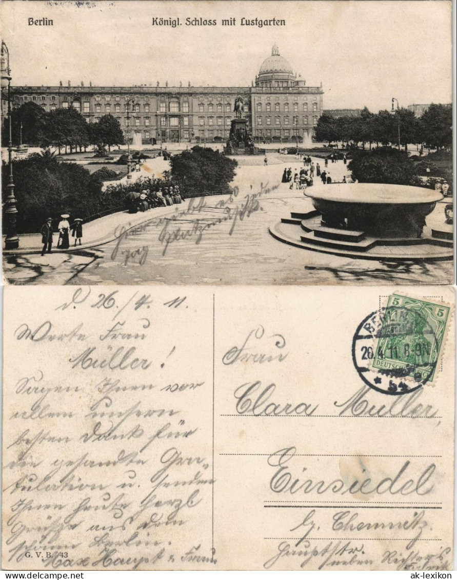 Ansichtskarte Mitte-Berlin Königliches Schloss (Castle) Mit Lustgarten 1911 - Mitte