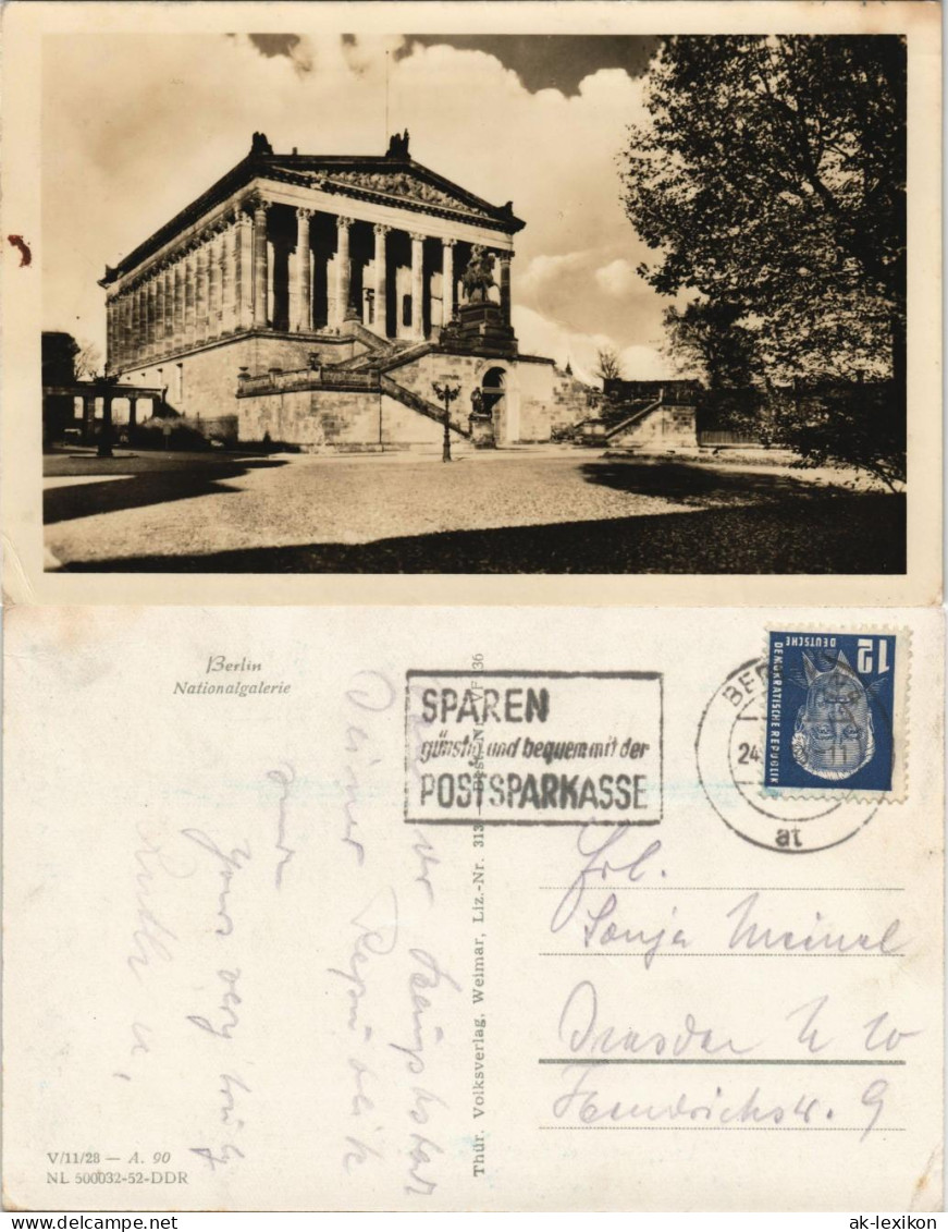 Ansichtskarte Berlin Partie An Der Nationalgalerie 1952 - Sonstige & Ohne Zuordnung