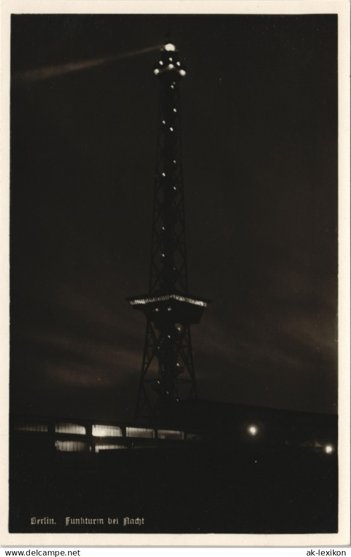 Ansichtskarte Charlottenburg-Berlin Funkturm Am Abend / In Der Nacht 1934 - Charlottenburg