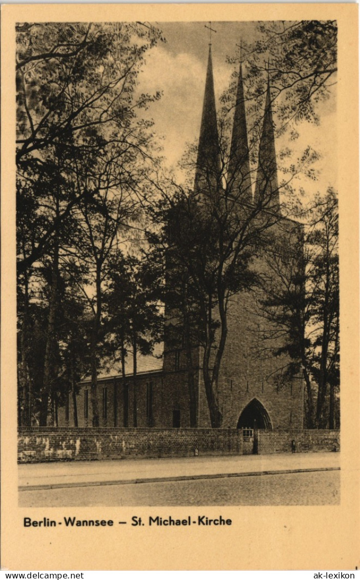Ansichtskarte Wannsee-Berlin St. Michael-Kirche Strassen Ansicht 1930 - Wannsee