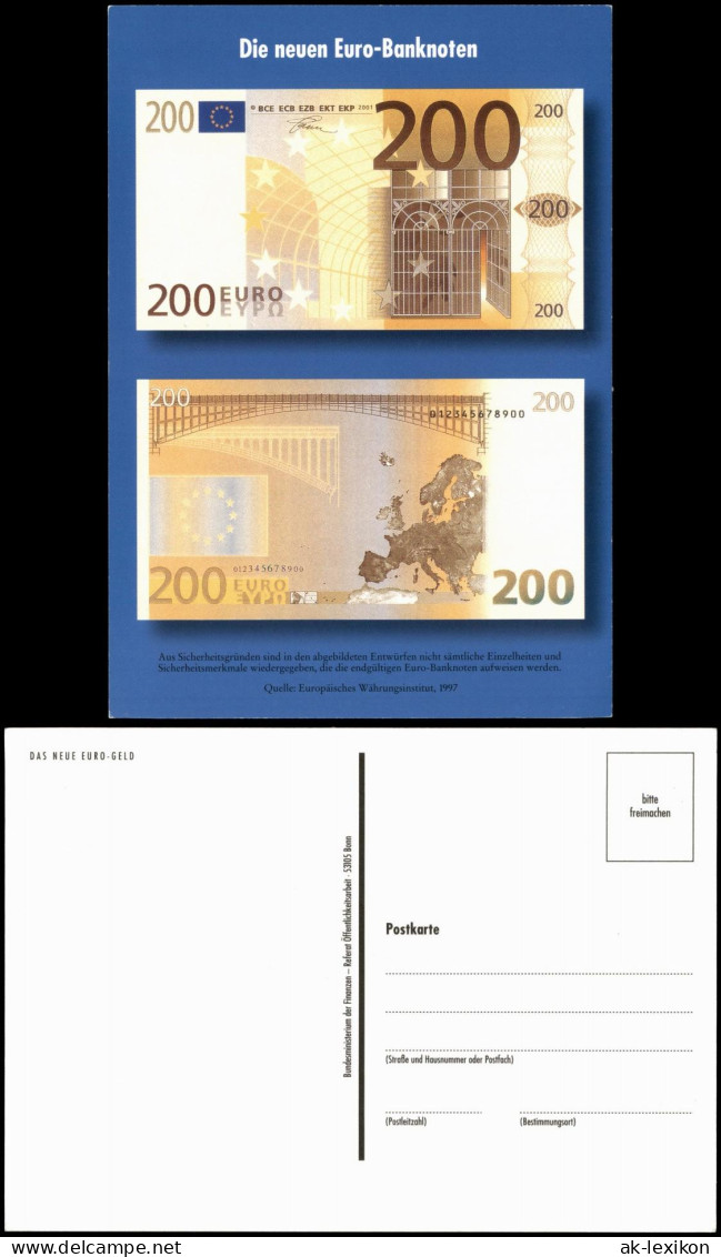Ansichtskarte  Münzen / Geldscheine Ak Die Euro Banknoten 2001 - Contemporary (from 1950)